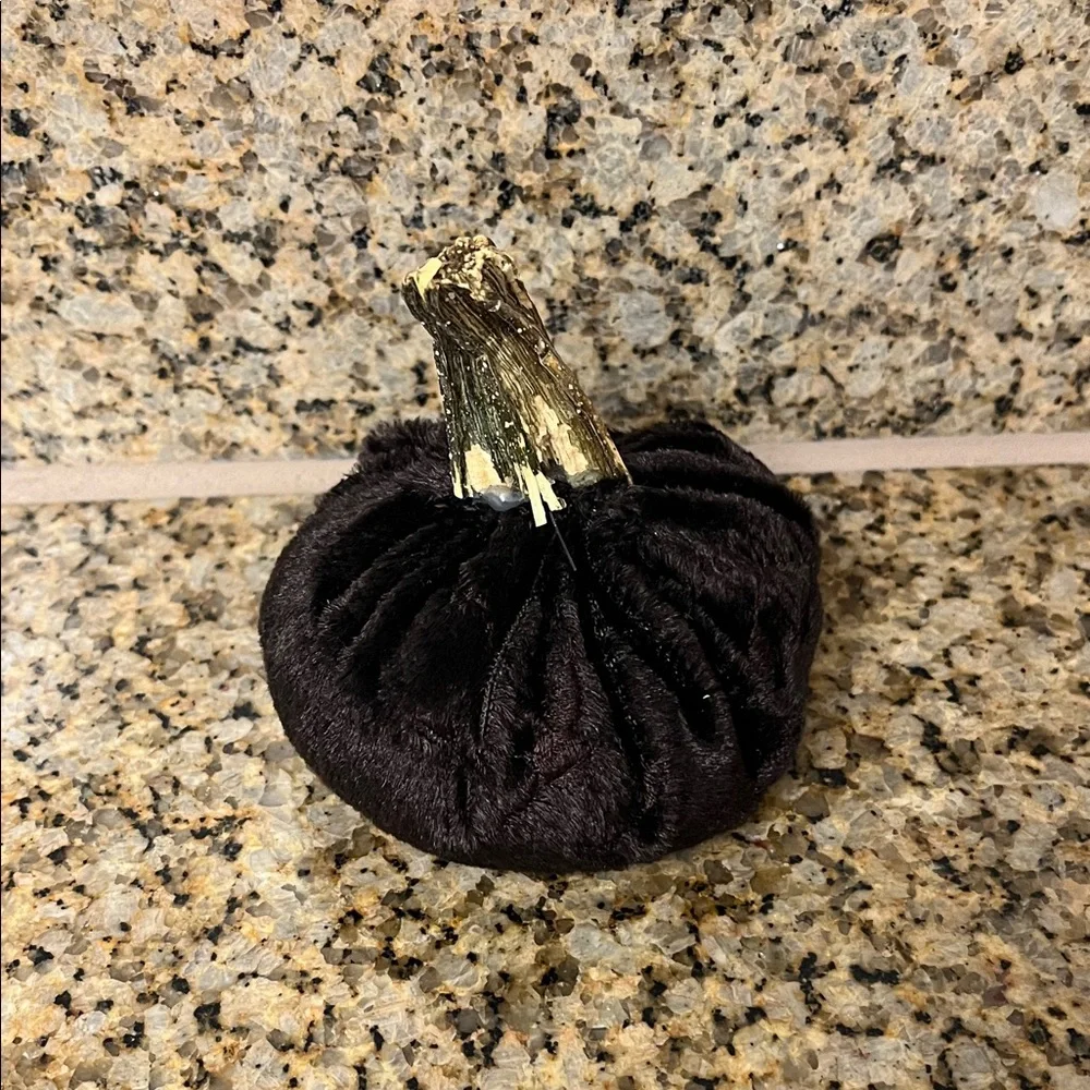 Elegant Brown Velveteen Pumpkin Decor